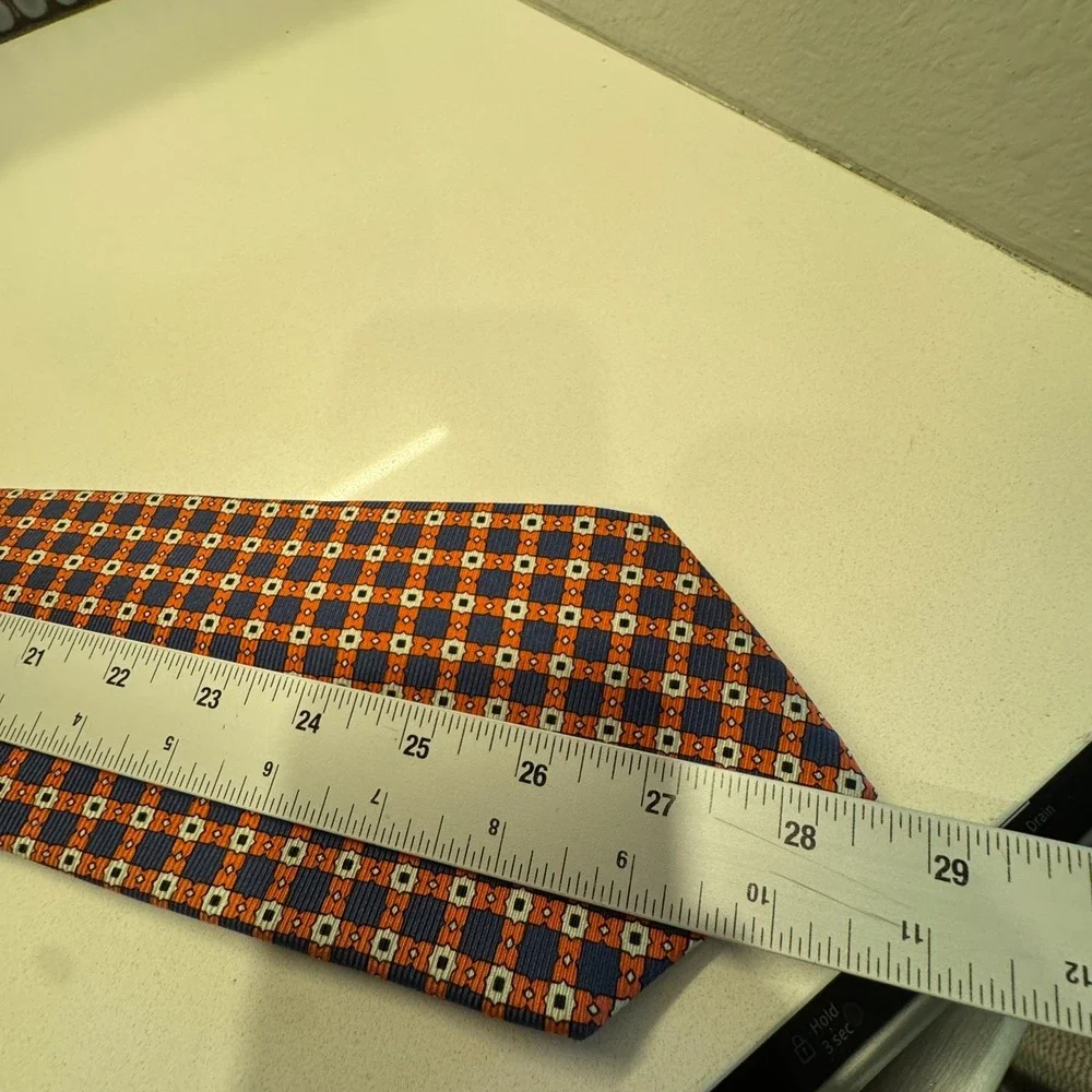 Vintage‎ Polo Ralph Lauren Tie Blue Geometric 100% Silk Hand Made Old Money Y2K